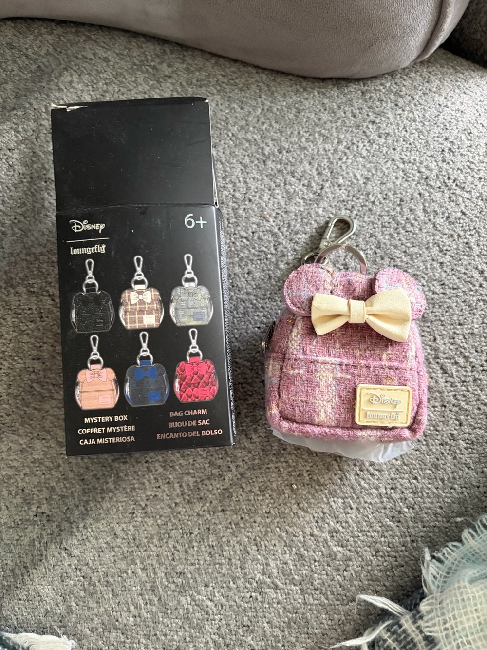 Loungefly Pink Tweed Minnie Bow Bag Charm Keychain